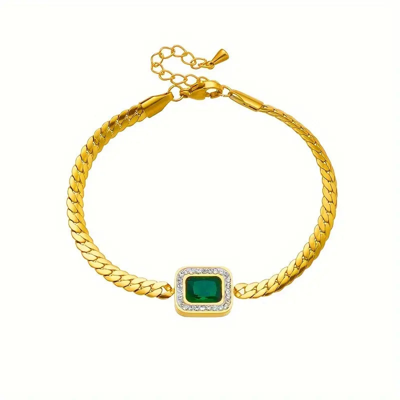 Bracelet Chaîne Émeraude en Or