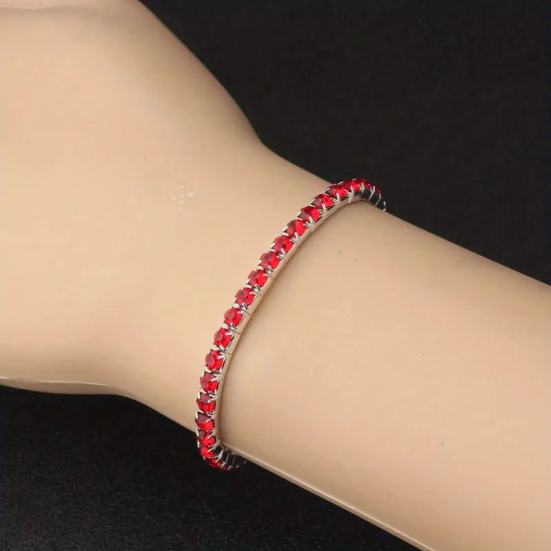 Bracelet de Tennis en Argent et Rubis