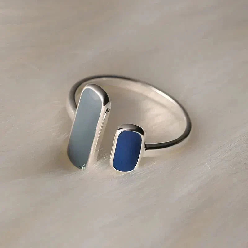 Bague vintage avec pierre bleue en argent