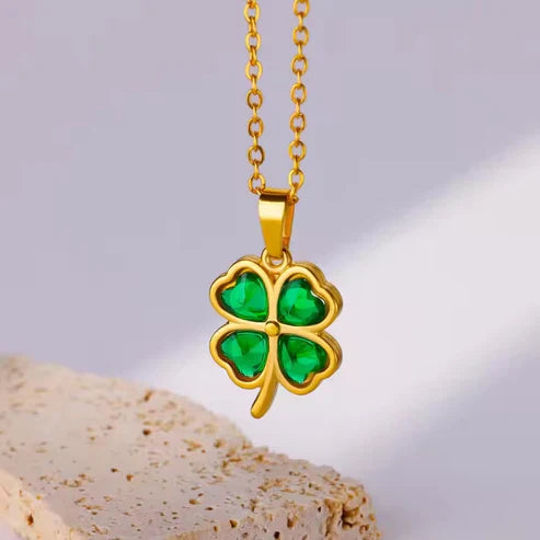 Collier en Or Trèfle Vert