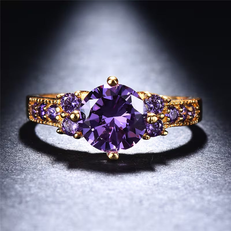 Bague en Améthyste Dorée