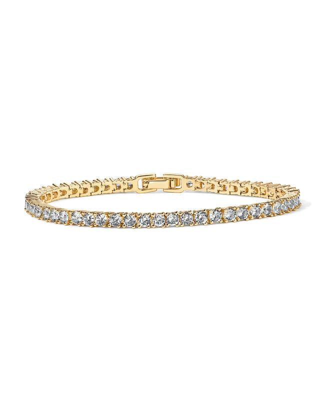 Éclat Doré : Bracelet de Tennis en Cristal Éblouissant