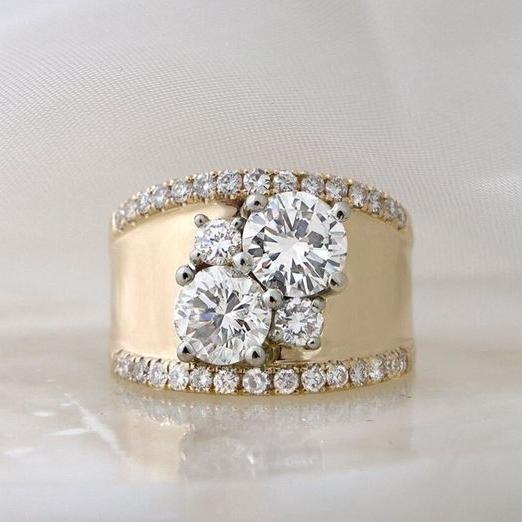 Bague Vintage en Zirconia Doré Éclatant