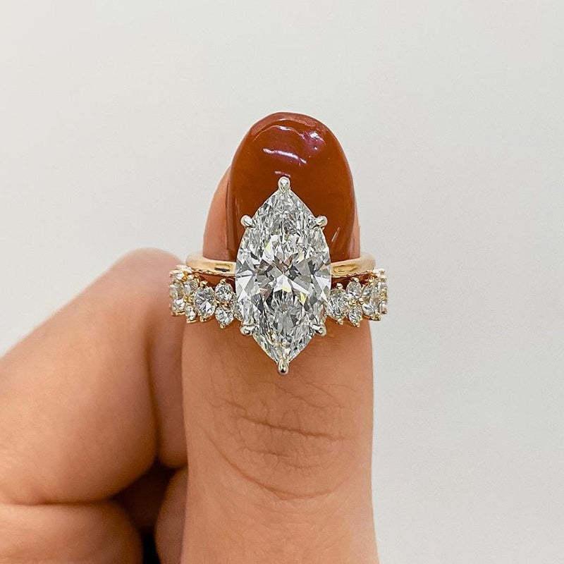 Bague en Diamant Marquise de Luxe Sertie en Or