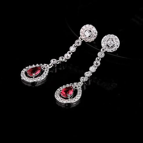Ensemble Collier et Boucles d'Oreilles Ruby Halo