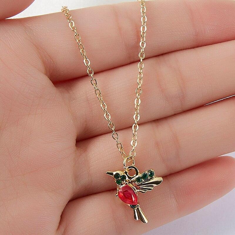 Collier Colibri avec Émail et Dioxyde de Zirconium