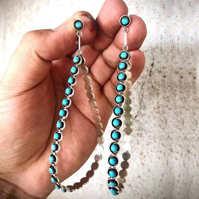 Boucles d'oreilles en pierre turquoise vintage