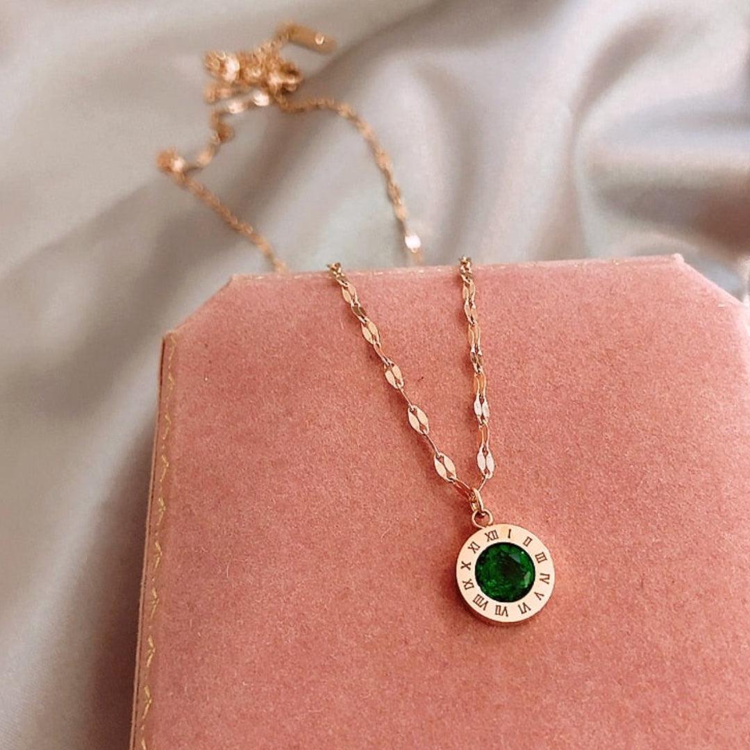 Collier Temps avec Émeraude en Or
