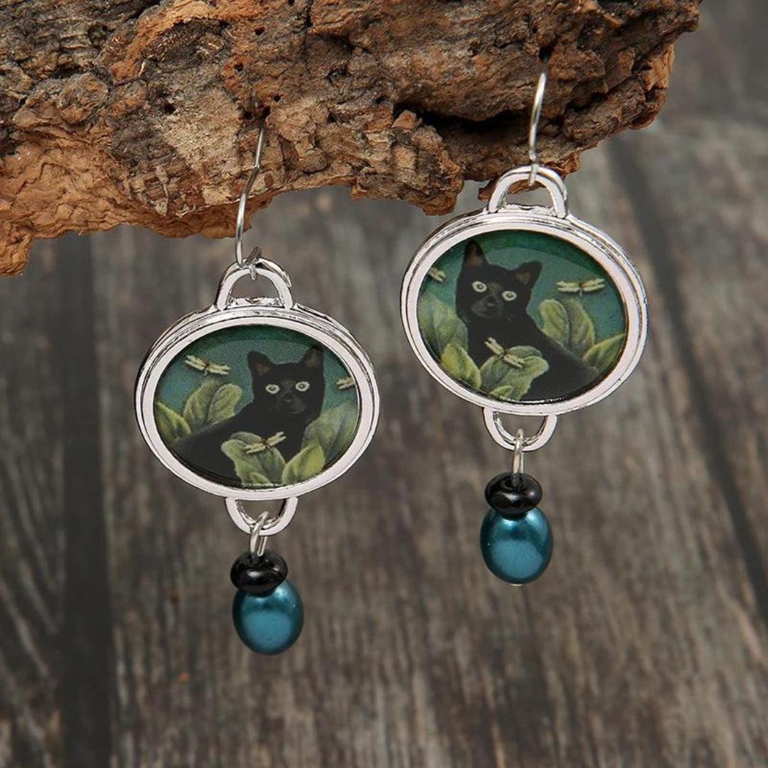 Boucles d'oreilles en acrylique argenté pour chats