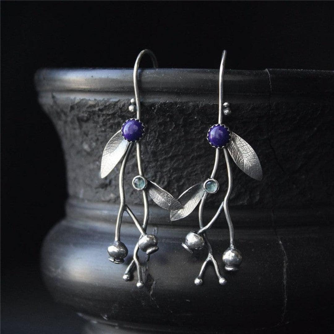 Boucles d'oreilles en argent sterling en forme de feuille
