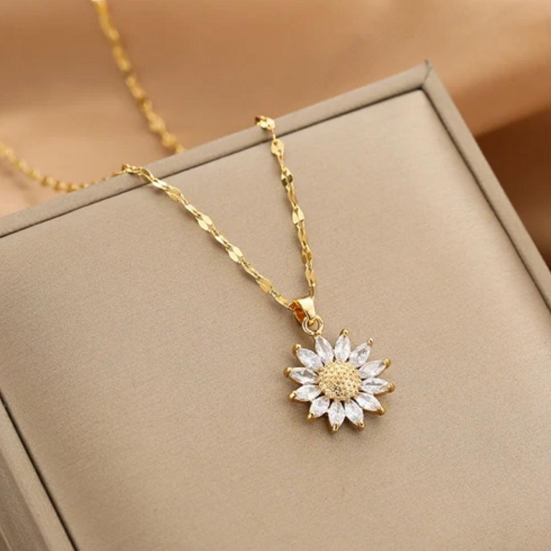 Collier Tournesol en Cristal Doré