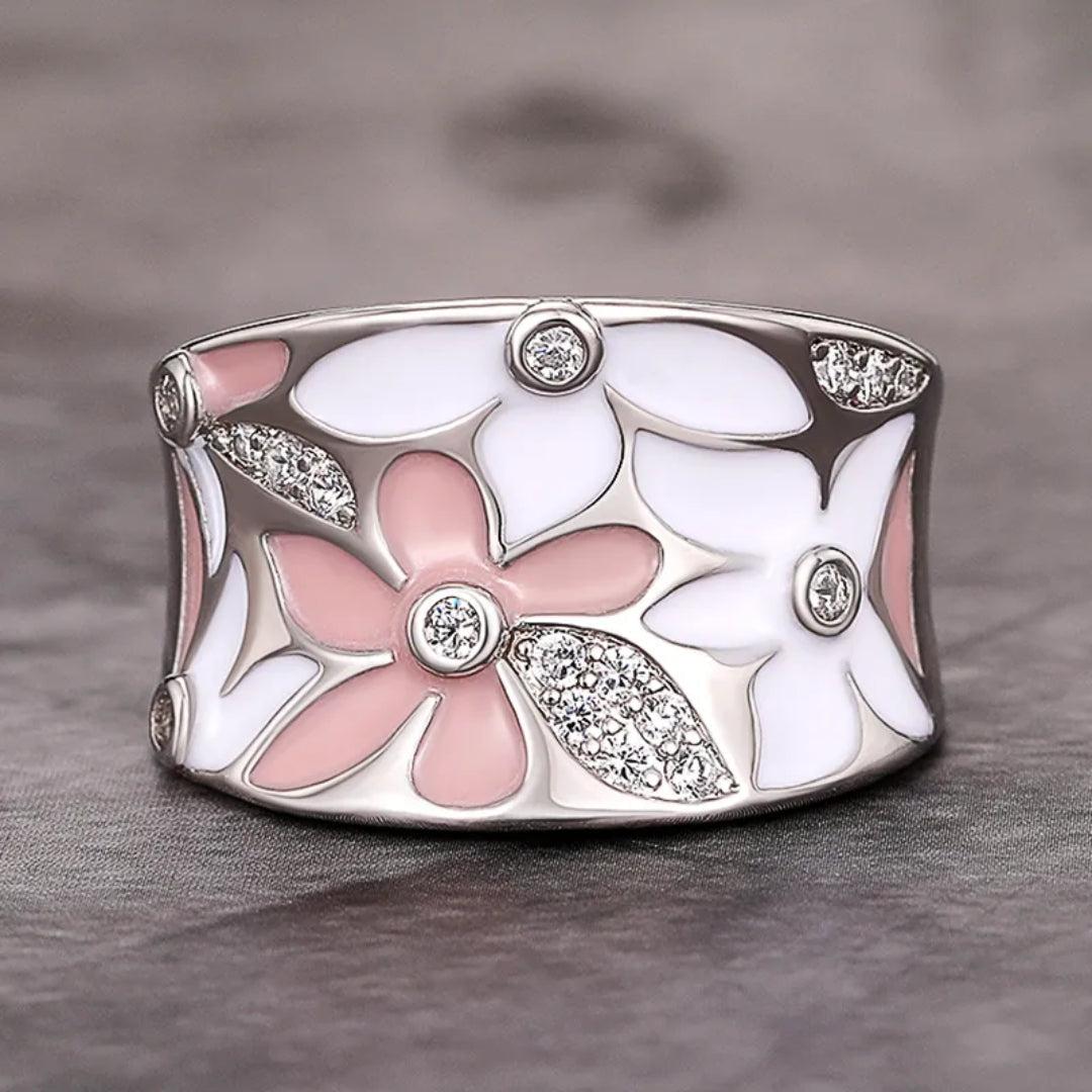 Bague en cristal peinte à la main vintage
