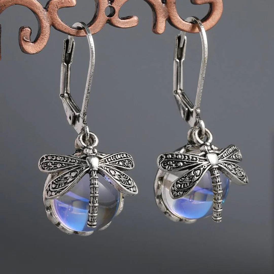 Boucles d'oreilles Vintage Libelle en Argent Sterling et Cristal