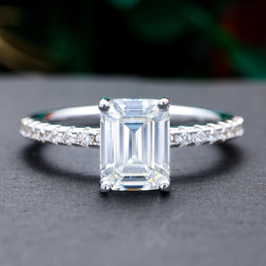 Bague en Zirconia Argenté Cristal Blanc Vintage