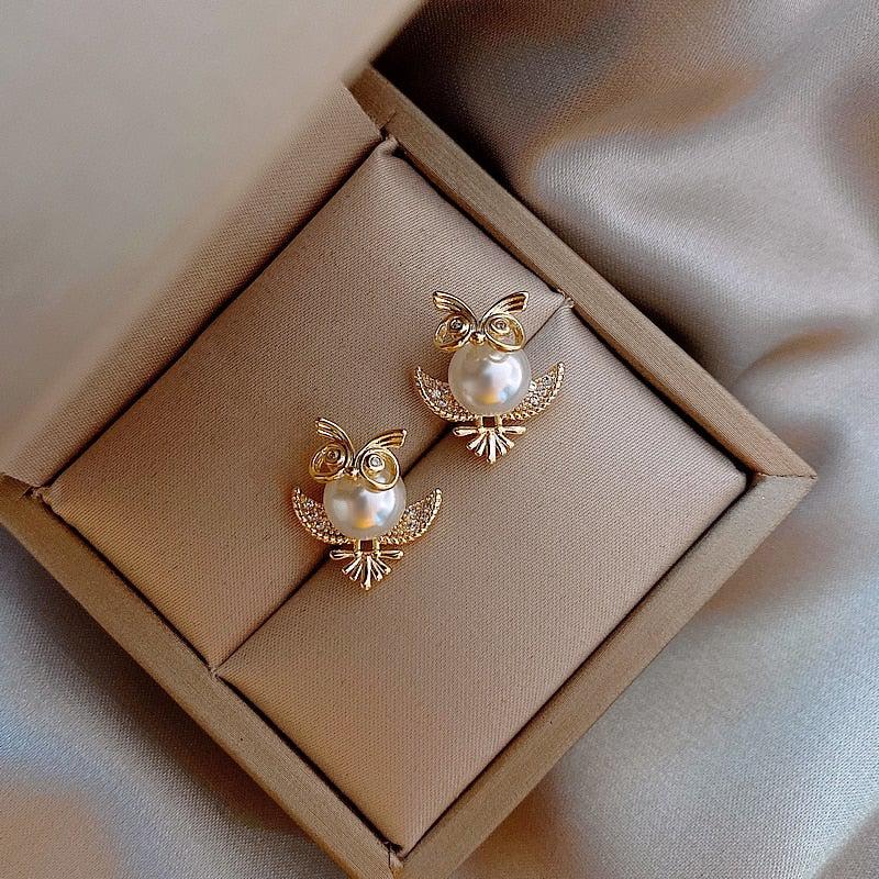 Boucles d'oreilles Hibou en Or