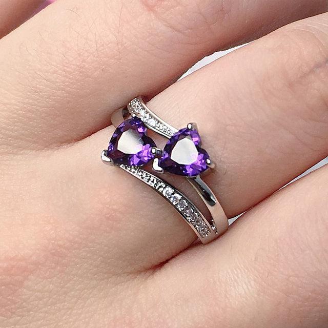 Bague élégante avec cristal violet en argent