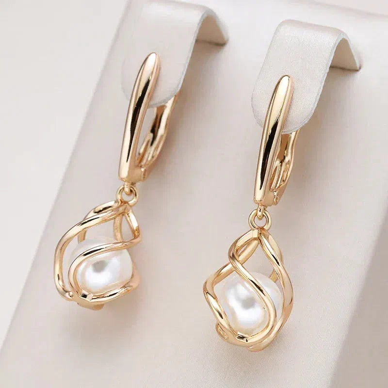 Boucles d'Oreilles en Perles Élégantes en Or