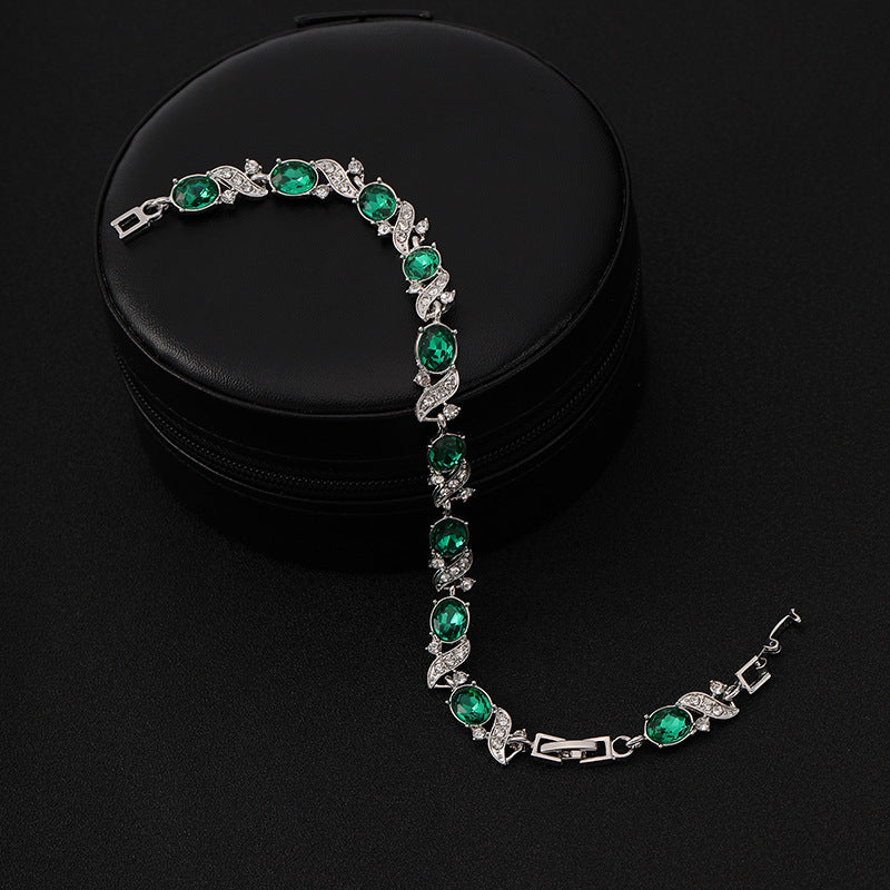 Bracelet Vintage en Émeraude Argentée
