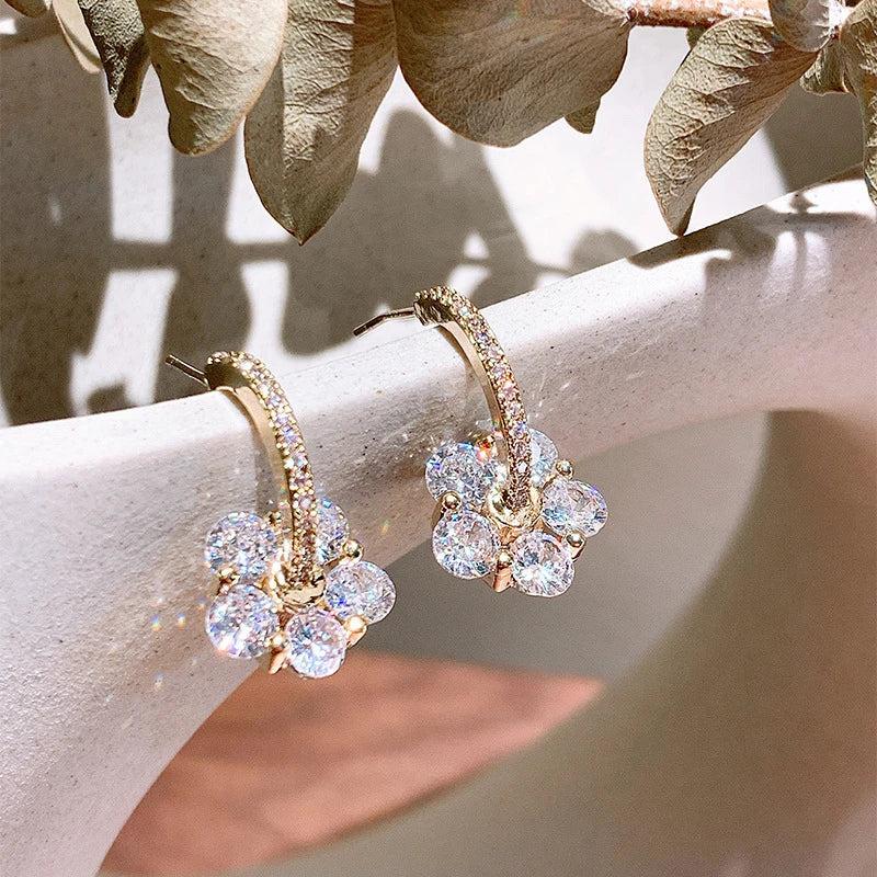 Boucles d'oreilles en cristal doré