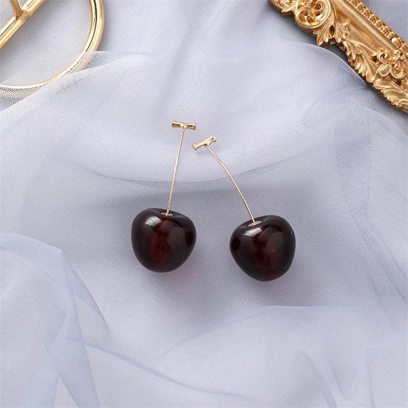 Boucles d'oreilles de luxe en cerise rouge