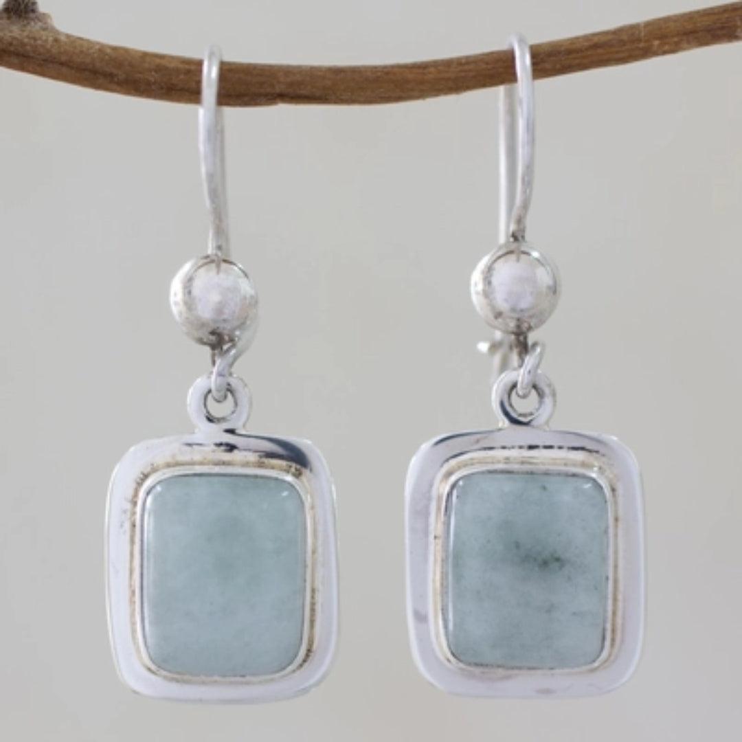 Boucles d'oreilles carrées vintage en argent sterling bleu