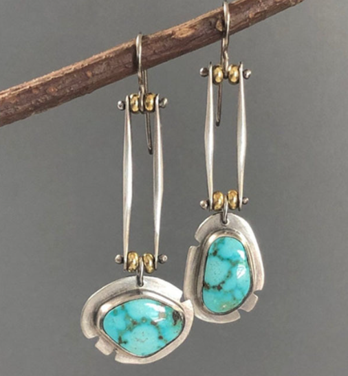 Boucles d'oreilles bicolores en turquoise