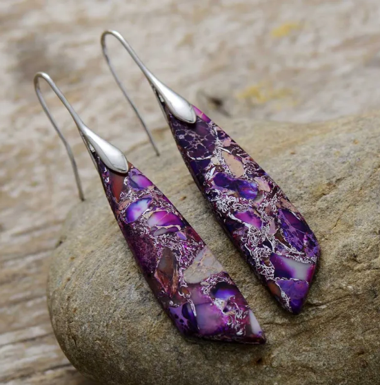 Boucles d'oreilles en Pierre de l'Empereur Bohémien