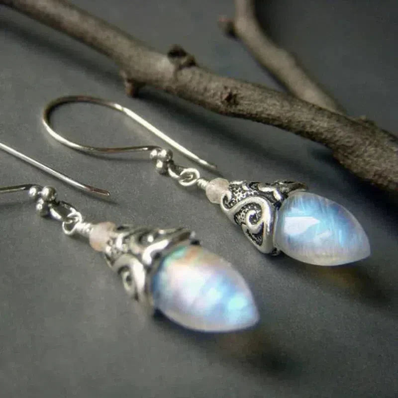 Boucles d'oreilles en cristal vintage en argent