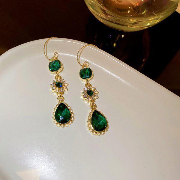 Boucles d'oreilles vintage en cristal vert de luxe