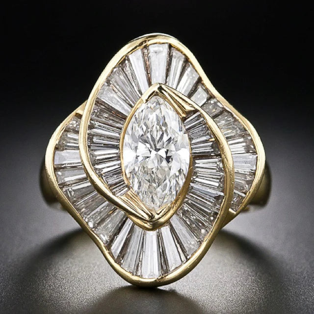 Bague en Or avec Maille en Zirconia Vintage