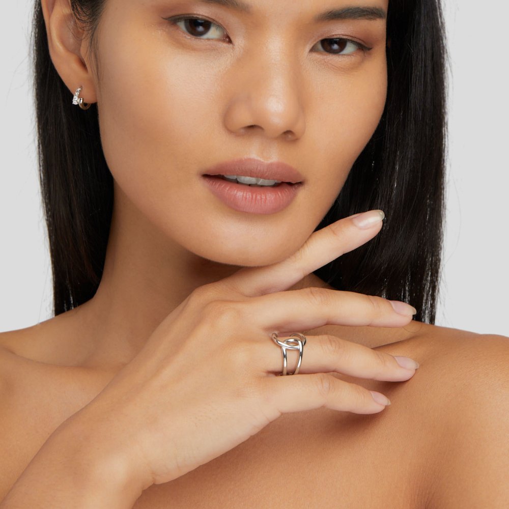 Bague Ouverte Entrelacée en Argent
