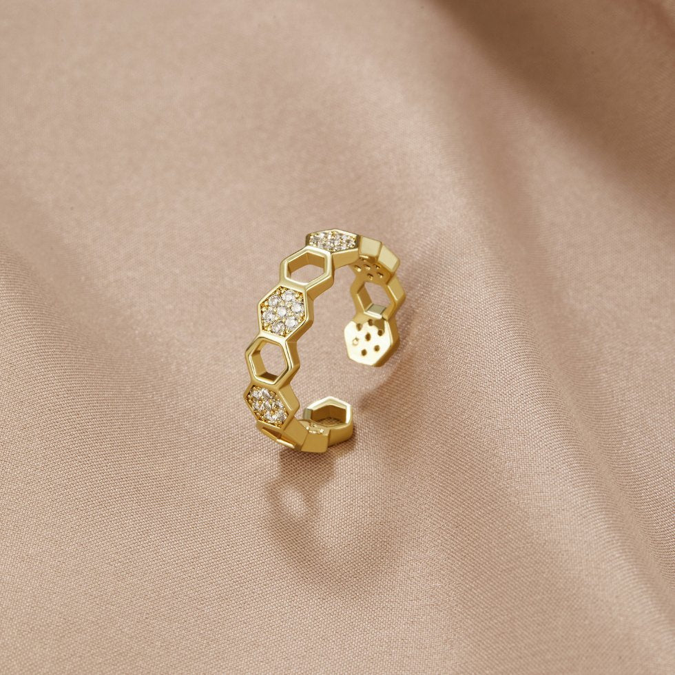 Bague ouverte géométrique en or