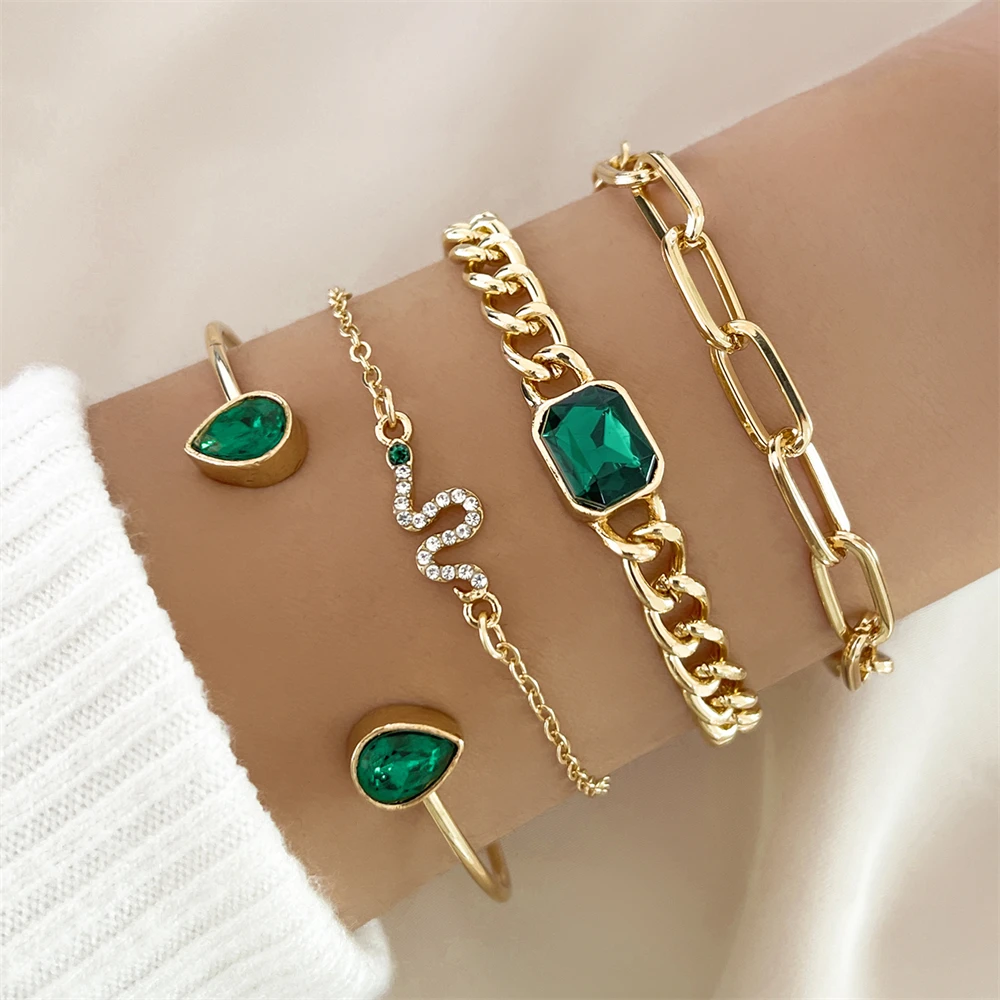 Pack de Bracelets avec des Cristaux Verts
