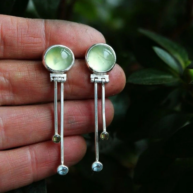 Boucles d'oreilles vintage en cristal vert