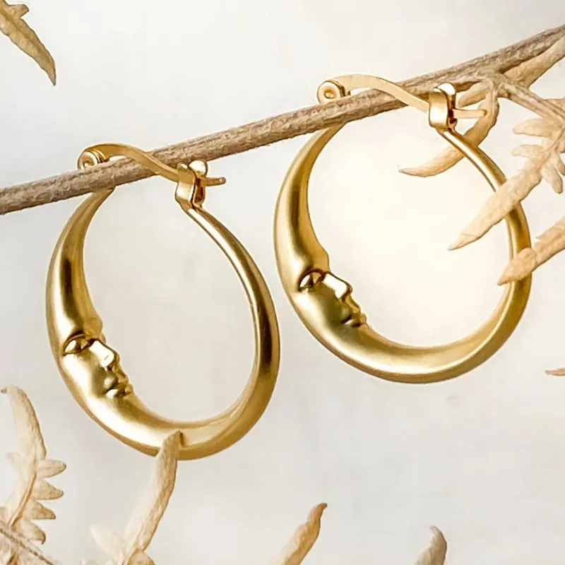 Boucles d'oreilles Vintage Lune en Or