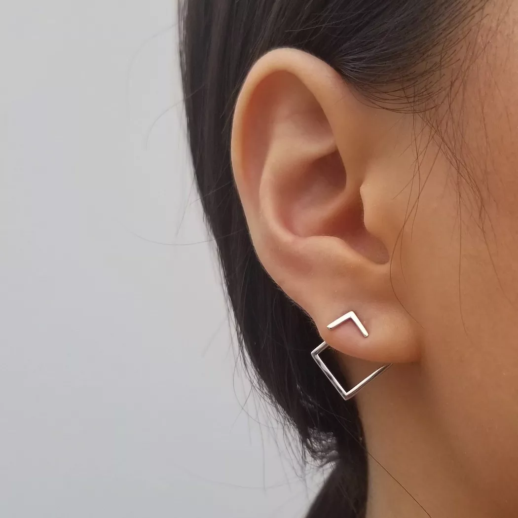 Boucles d'oreilles en argent géométrique