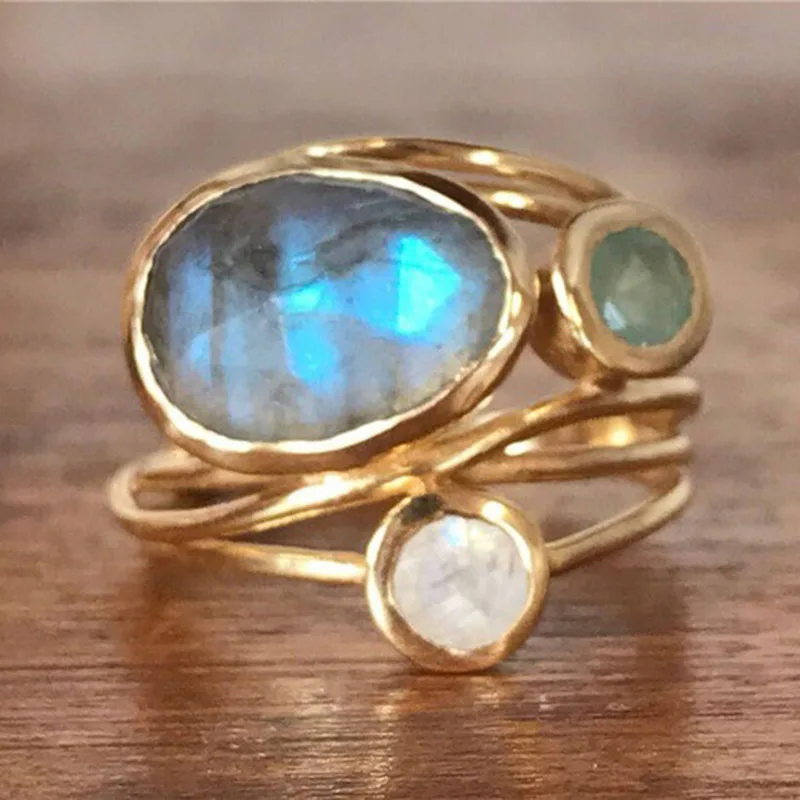 Bague Boho en Or avec Cristaux
