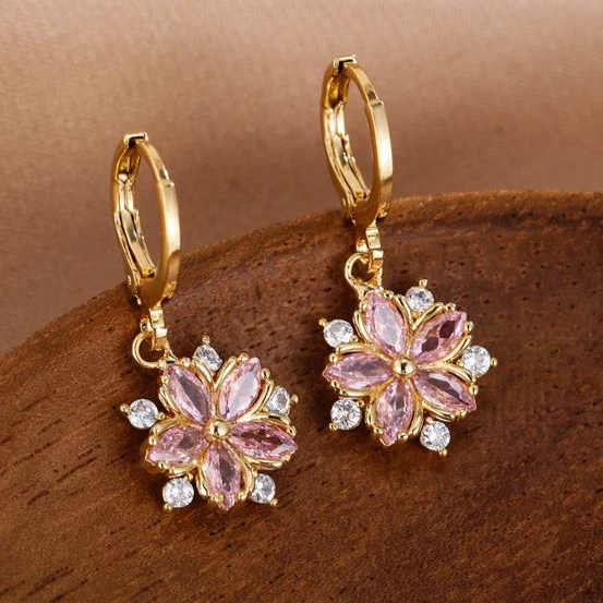 Boucles d'oreilles en cristal rose Daisy