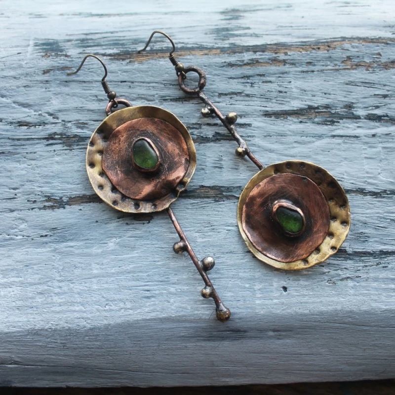 Boucles d'oreilles vintage marron délavé