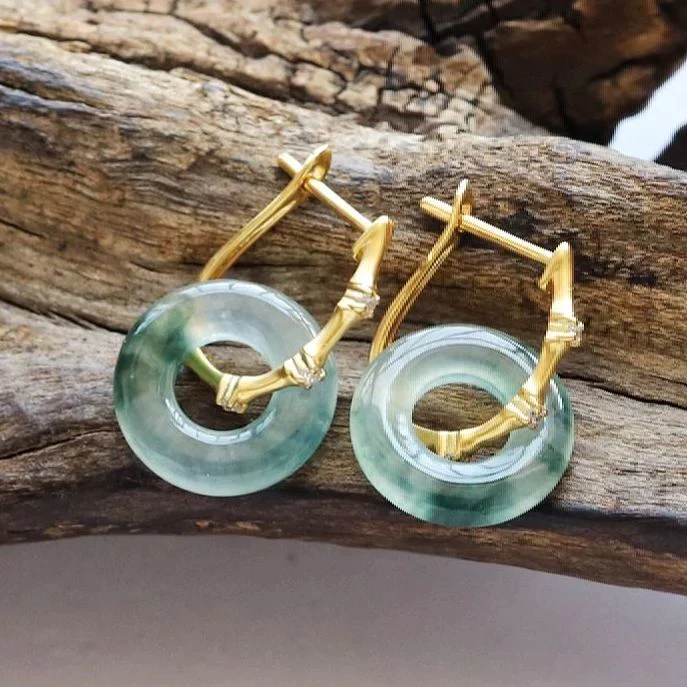 Boucles d'Oreilles Créoles en Cristal Turquoise Vintage