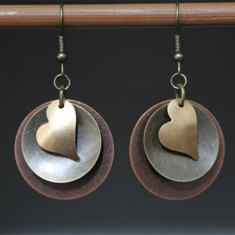 Boucles d'oreilles en cœur en argent et or Boho
