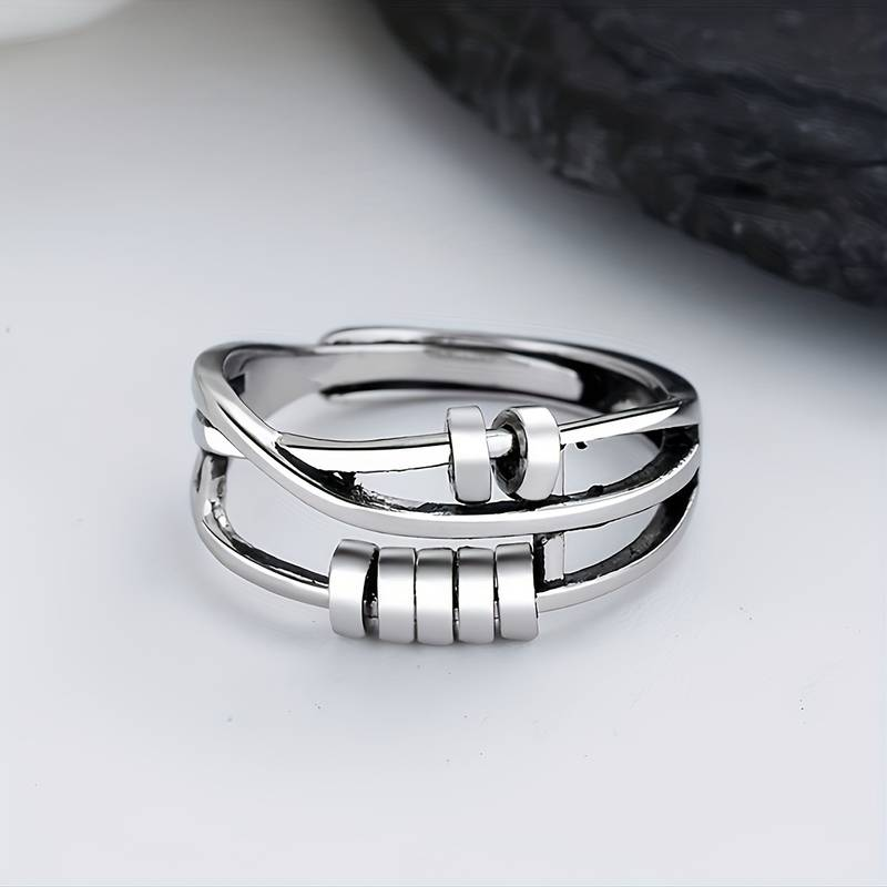 Bague Empilée Arbre en Argent Vintage