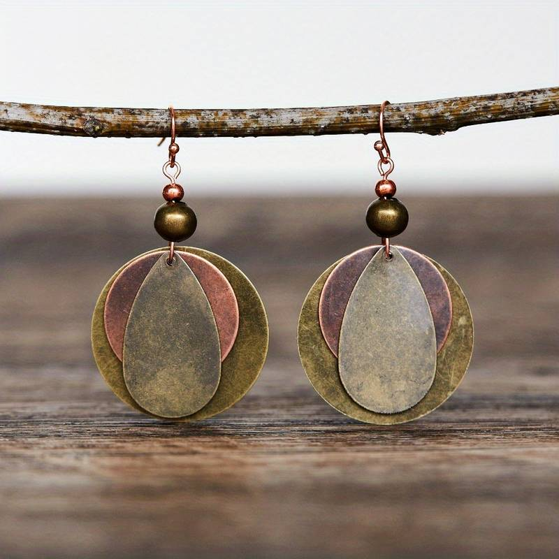 Boucles d'oreilles vintage marron rondes