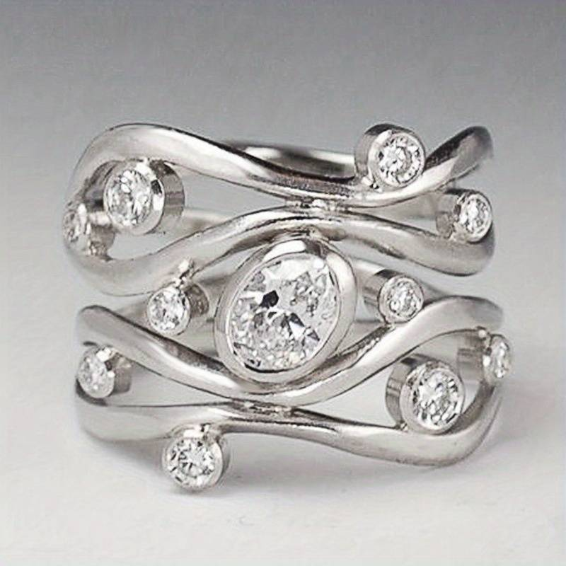 Bague en argent zirconium irrégulière vintage