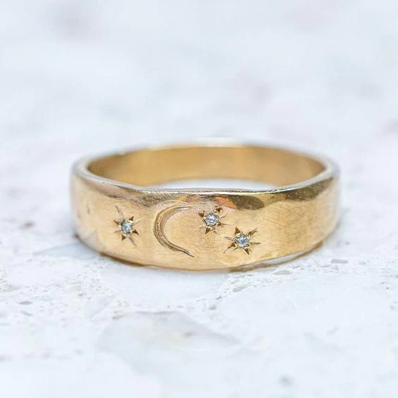 Bague de Nuit en Argent Sterling en Or Vintage