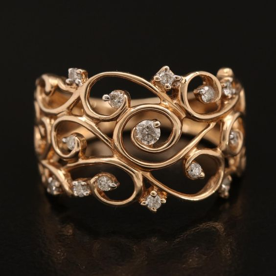Bague en Zirconium Vintage Rose Ivy