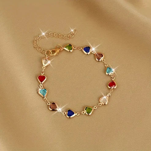 Bracelet en Or avec Cœur Coloré