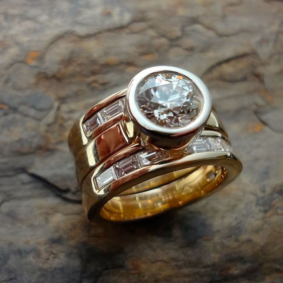 Bague vintage en verre laminé