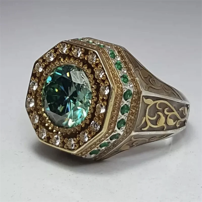 Bague Verte en Or Vintage Brillant