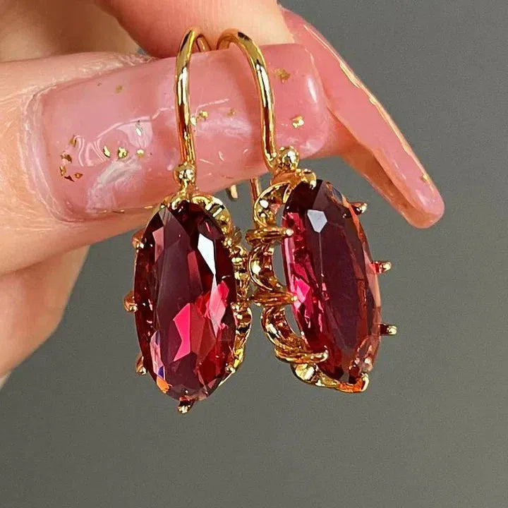 Boucles d'oreilles rouges en or vintage